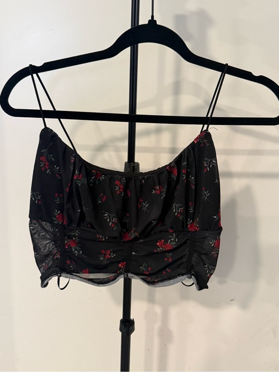 Garage Tops - Garage Black Cami Top with Red Rose Floral Print